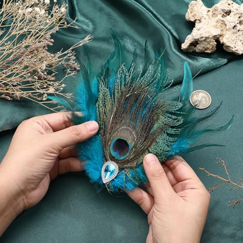 2 Piezas Pinza para Cabello con Plumas de Pavo Real miniatura 3