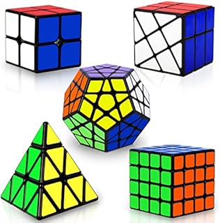 Speed Cube Set, Puzzle Cube, Magic Cube 2x2 4x4 Pyraminx Pyramid Megaminx Fenghuolun Puzzle Cube Toy Gift for Children Adults, Pack of 5