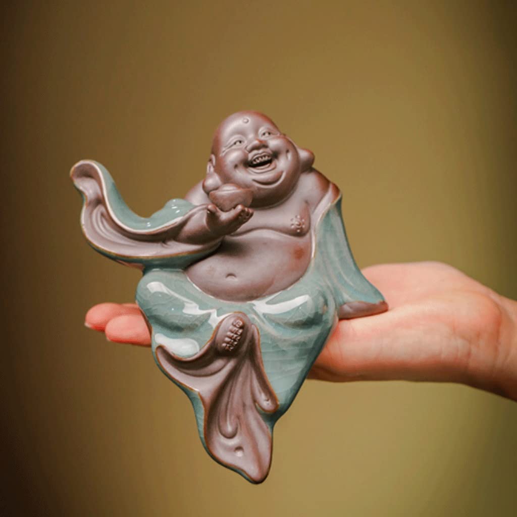 Afortunado Lucky Buddha Statue, Creative cerámica Gran Vientre Que ríe Las estatuas de Buda, la decoración del Buda de la meditación del hogar for la Oficina de la Sala de Estar Felicidad
