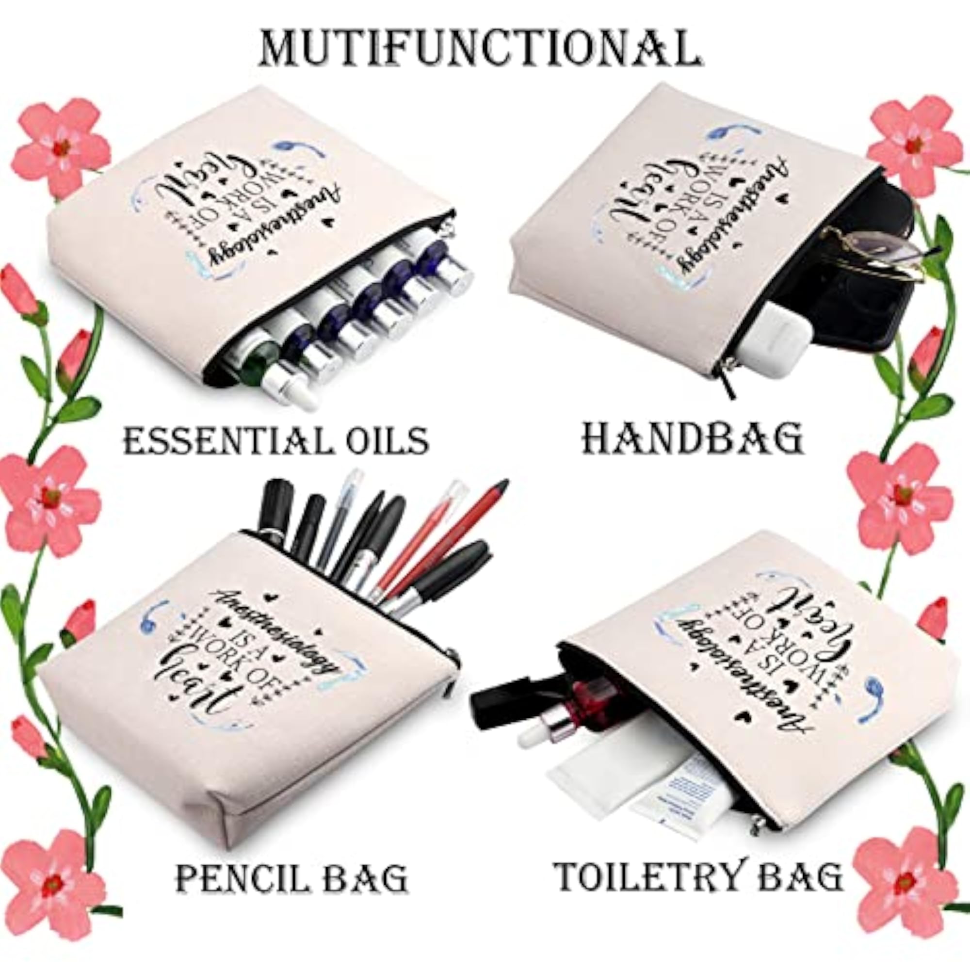 Anesthesiology Gift Heart Zipper Pouch for Nurses
