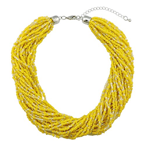 Bocar Multiple Strand Handmade Beaded 16" Statement Collar Necklace For Women With Gift Box (Nk-10402-Yellow) #TOP19