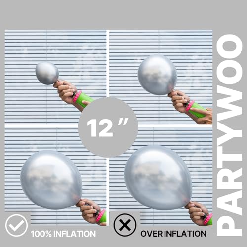 Image of PartyWoo Black and Silver Balloons 65pcs 12 Inch Matte Black Metallic Chrome Silver Confetti Balloons for Graduation Baby Shower Men Birthday Wedding Anniversary New Year's Eve Party Decorations