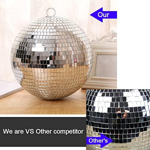 DURANTEY Mirror Balls 20cm Disco Ball Party Hanging Ball Silver Glitter Ball Decorations Lightweight Hanging Ball for Party Wedding Home Scene Birthday Party Decoration Lighting Effect