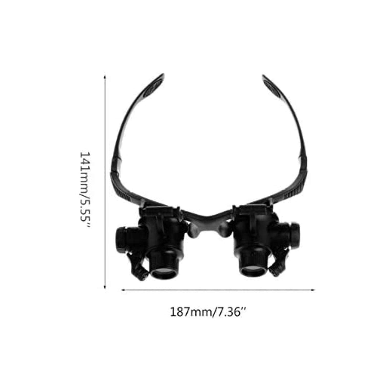 Lupa para Diadema, Lupa iluminada para Montaje en Cabeza, Lupa de reparación para Diadema con luz LED, lupas de joyería de Doble Ojo, 10X 15X 20X 25X, 23 de enero para Pasatiempos, Lectura, Lupa de