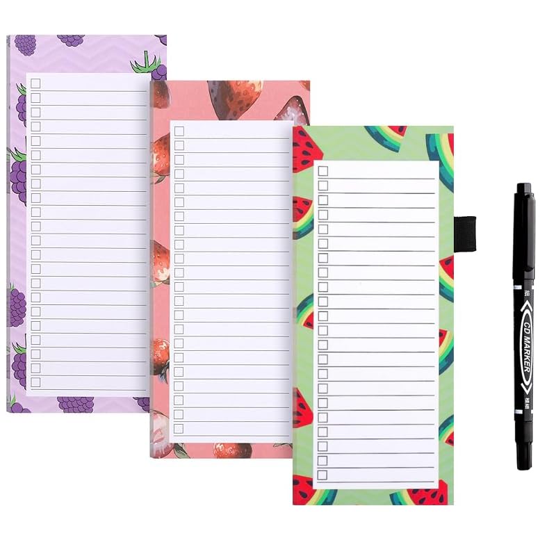 GJNMYSD 3 Pack Magnetic Fridge Notepad Fruit Theme 150 Sheets