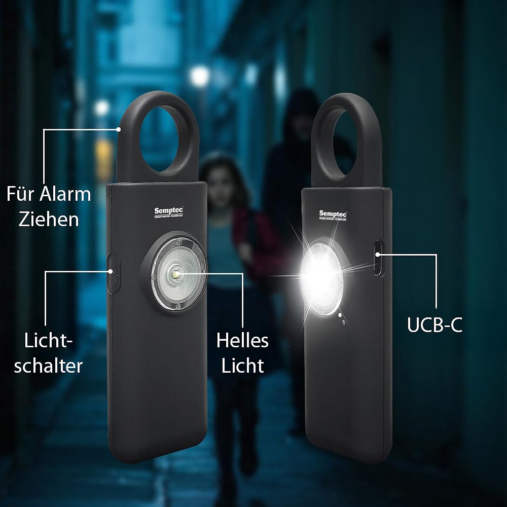 Semptec Urban Survival Technology Reisealarm: 4er-Set Selbstverteidigungs-Schlüsselanhänger, 130 dB, Taschenlampe (Alarmanlagen für unterwegs, Selbstverteidigungsalarme, Selbstverteidigung)