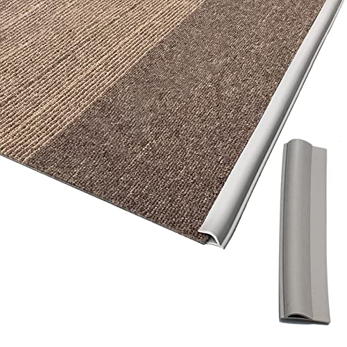 Barre de transition de seuil de porte PVC souple gris profilé de finition moquette