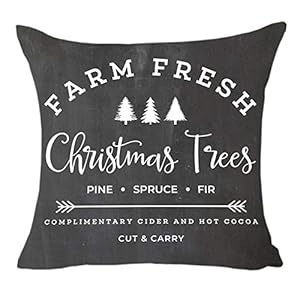MFGNEH Farm Fresh Christmas Trees Throw Pillow Covers Christmas Decor Cushion Cover 18 x 18 Inch for Sofa,Black Christmas Pillows