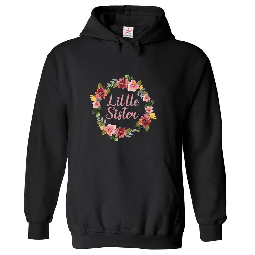 Stars and Stripes Little Sister Women Girl Kids Pullover Hoodie (XS, Black, 12_13 Years)