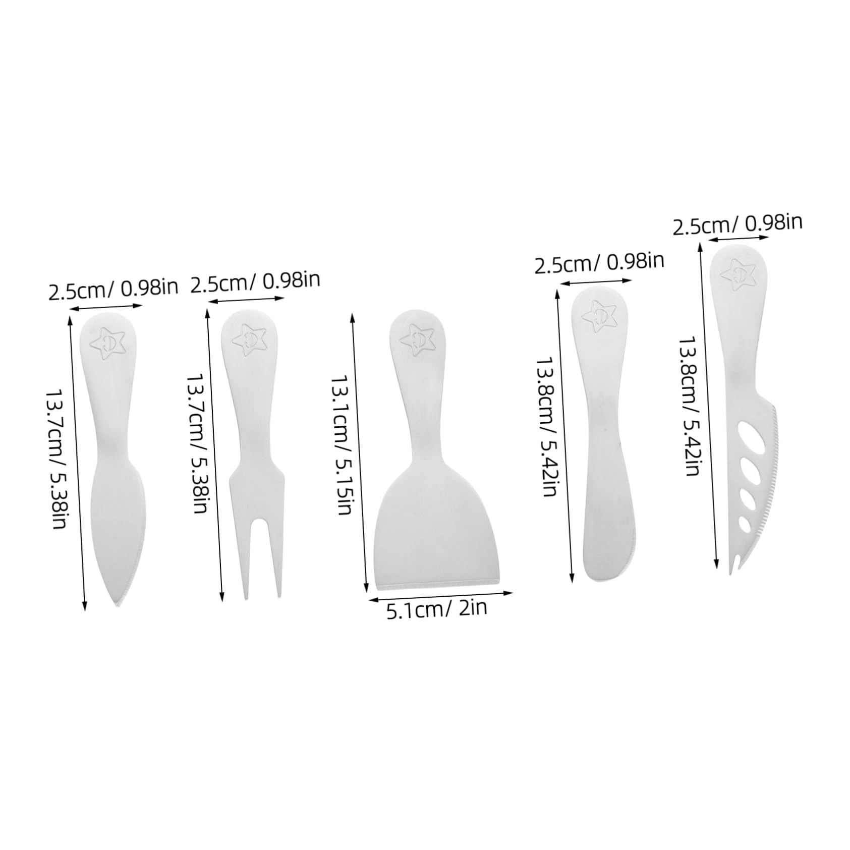 Cabilock 5Pcs Stainless Steel Cheese Knife Versatile Cheese Tools for Easy Butter Spreading and Cheese Slicing for Dinners Picnics and Charcuterie Boards