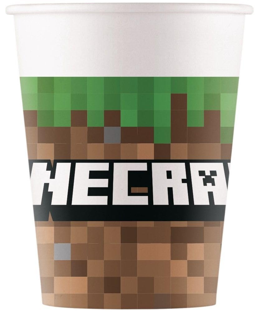 Procos Set Festa Minecraft 37 Pezzi Piatti di Carta, Bicchieri di Carta, Tovaglioli, Tovaglia per Compleanno Bambini