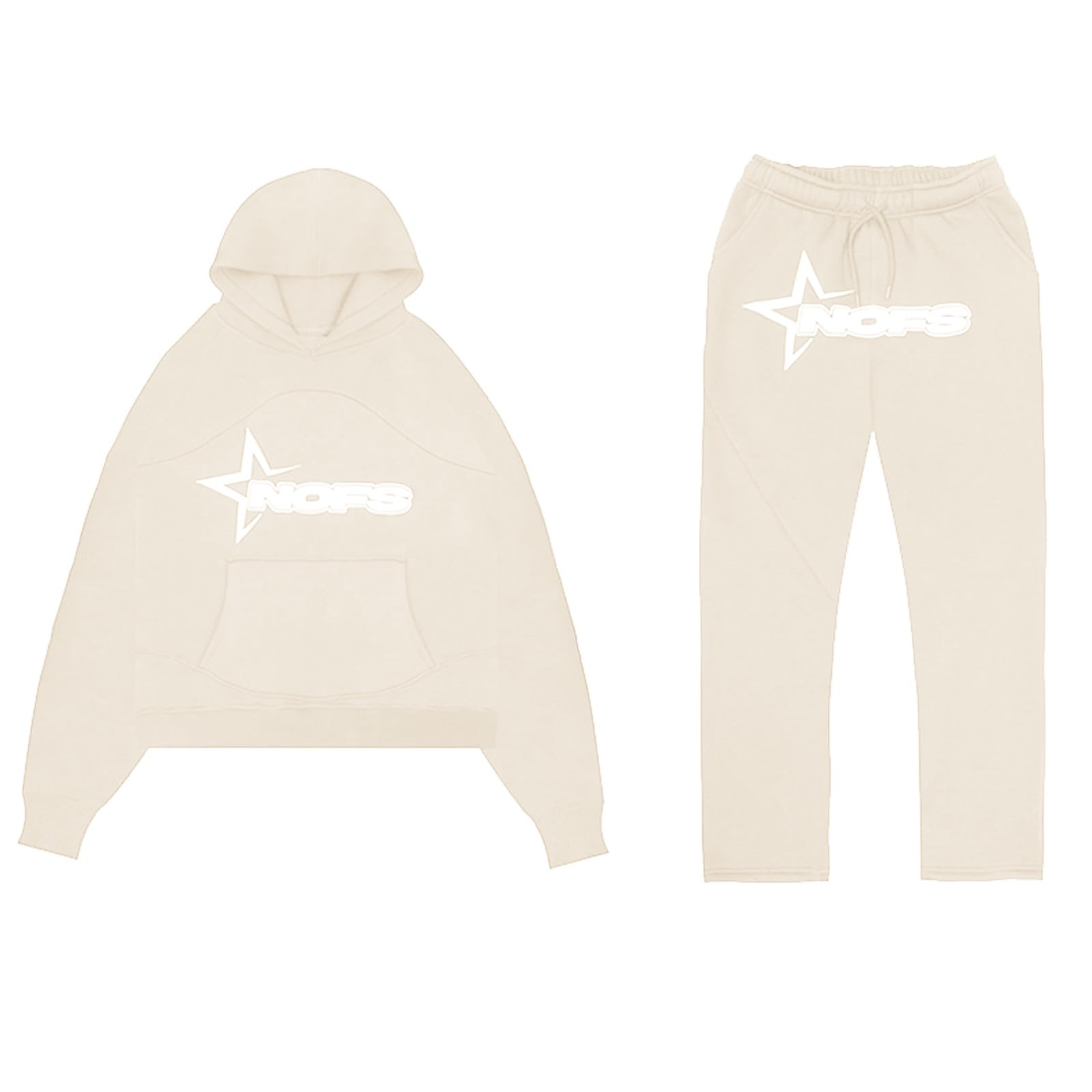 Trainingsanzug Herren NOFS Tracksuit 2 Teilig Y2k Hoodie und Sporthose Baggy Jogginganzug Hip Hop Streetwear Buchstaben Druck Sport Freizeitanzug Atmungsaktiv Hausanzug Geschenk Junge Papa Freund