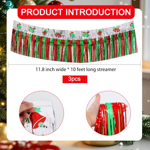Image of BEISHIDA 3 Pack Bell Foil Fringe Garland 30ft Wall Tinsel Banner