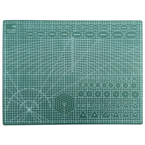 Cutting Mat Craft Mat Flexible Non Slip Craft Cutting Mat with Accurate Guide Grid Lines Design for Cutting Fabric Paper and Cards Double Sided self-Healing Cutting mat Green (A-2)