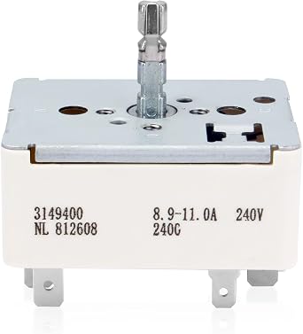 3149400 WP3149400 3148954 3148953 3148951 Range Burner Infinite Control Switch Replacement for Whirlpool Range Switch WP3148954 WP3148953 WP3148951 311858 311859 336989 AP3029710 AP3095444 PS336886