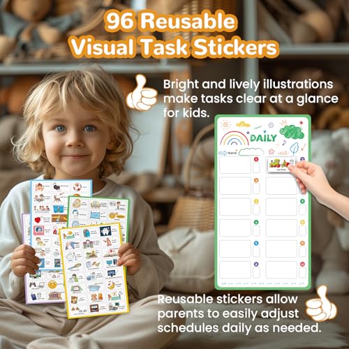 Image of JJPRO Magnetic Bedtime /Morning /Daily Routine Chart for Kids with Reward Jar-Morning Routine Chart,Daily Checklist Reward Chart for Toddlers,Reward Jar for Kids,Cute Visual Schedule Board for Home