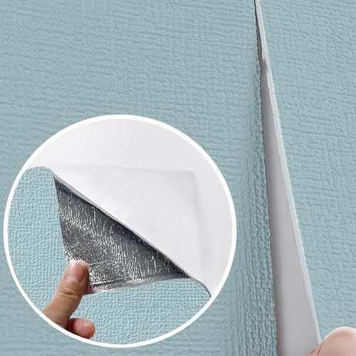 Trafagala 3mm Thicken Plain Blue Wallpaper 3D Wall Panels Self Adhesive Embossed Wallpaper Peel and Stick Textured Waterproof Pe Foam for Kitchen Living Room Kids Bedroom Ceilings Bathroom