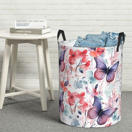 Panier à linge pliable pour dortoir et chambre au style aquarelle