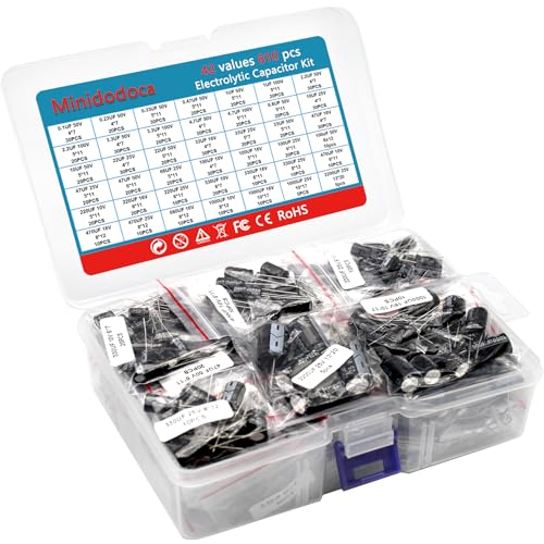 Minidodoca 42 Values 810 Pieces Electrolytic Capacitor Assortment Kit