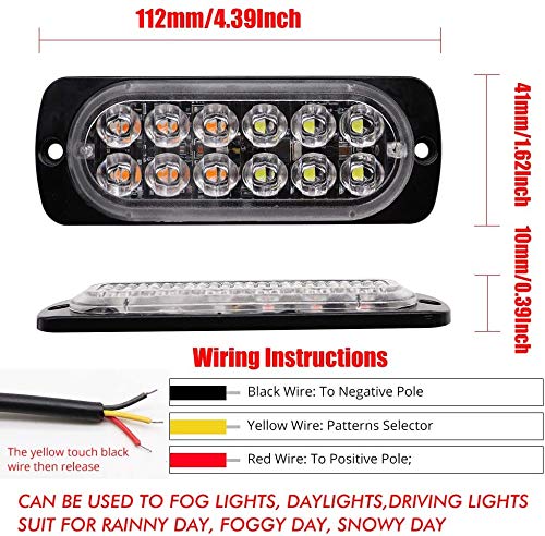 Suhu 10Pcs Emergency Strobe Lamps 12-Led Surface Mount Flashing Lights For Truck Car Vehicle Waterproof Led Emergency Beacon Hazard Warning Light 12V-24V Universal Car Accessories(Amber/White) #TOP2