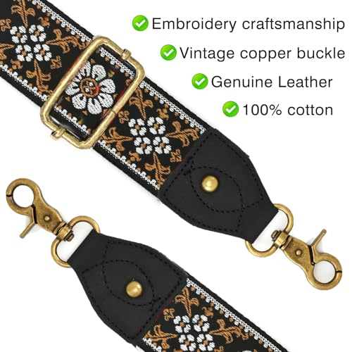 Image of Purse Strap Wide Shoulder Strap Replacement Crossbody Handbag Adjustable Embroidery Guitar Style Bag Strap