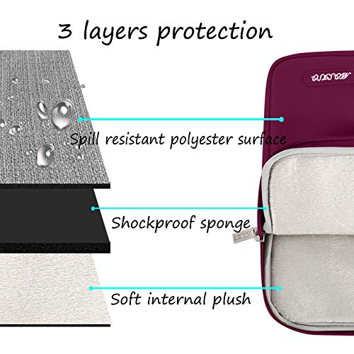 Image of MOSISO Laptop Case 14 inch, 14 inch Laptop Sleeve Compatible with HP Lenovo Dell ASUS Acer, HP Stream, Dell Latitude, Lenovo IdeaPad, Polyester Vertical Computer Sleeve Bag with Pocket, Wine Red