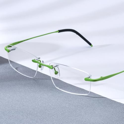 Image of Titanium Glasses Frame,Rimless Optical Eyewear Eyeglasses for Men and Women