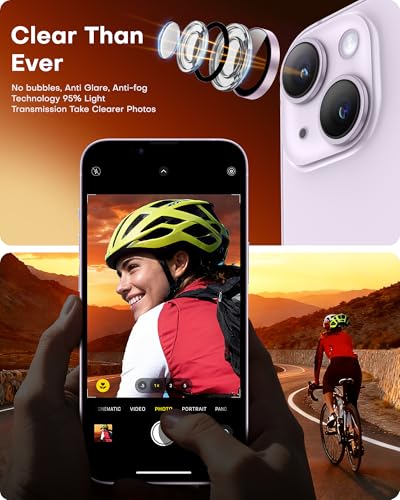 Image of TOCOL Camera Lens Protector for iPhone 14 / iPhone 14 Plus Tempered Glass HD Individual Scratch Resistant Camera Cover Accessories Case Friendly 2 Pack(Light Purple)