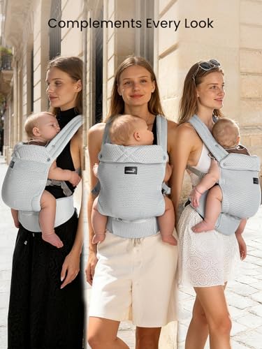 Image of GROWNSY Baby Carrier Newborn to Toddler with Head Support, Gray Air Mesh