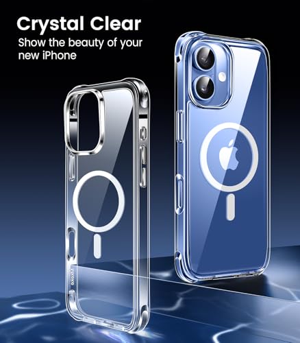 Image of Mkeke Magnetic Clear Case for iPhone 17, Compatible with MagSafe, Military-Grade Protection, Phone Bumper 6.3 inch 2025