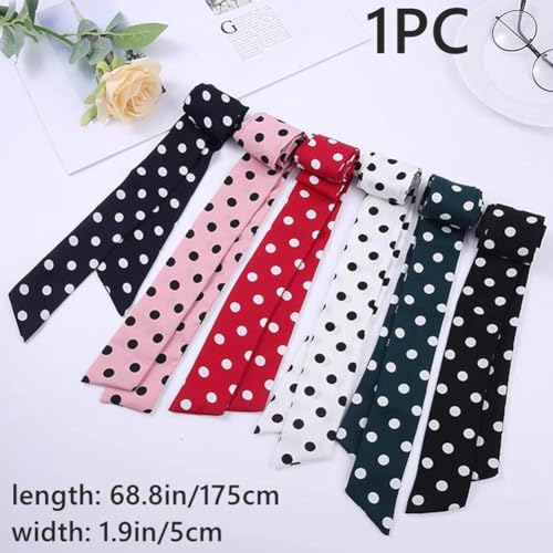 Tong Gu Women Chiffon Polka Dot Waist Belt Sash Ribbon Scarf Tie Waistband4
