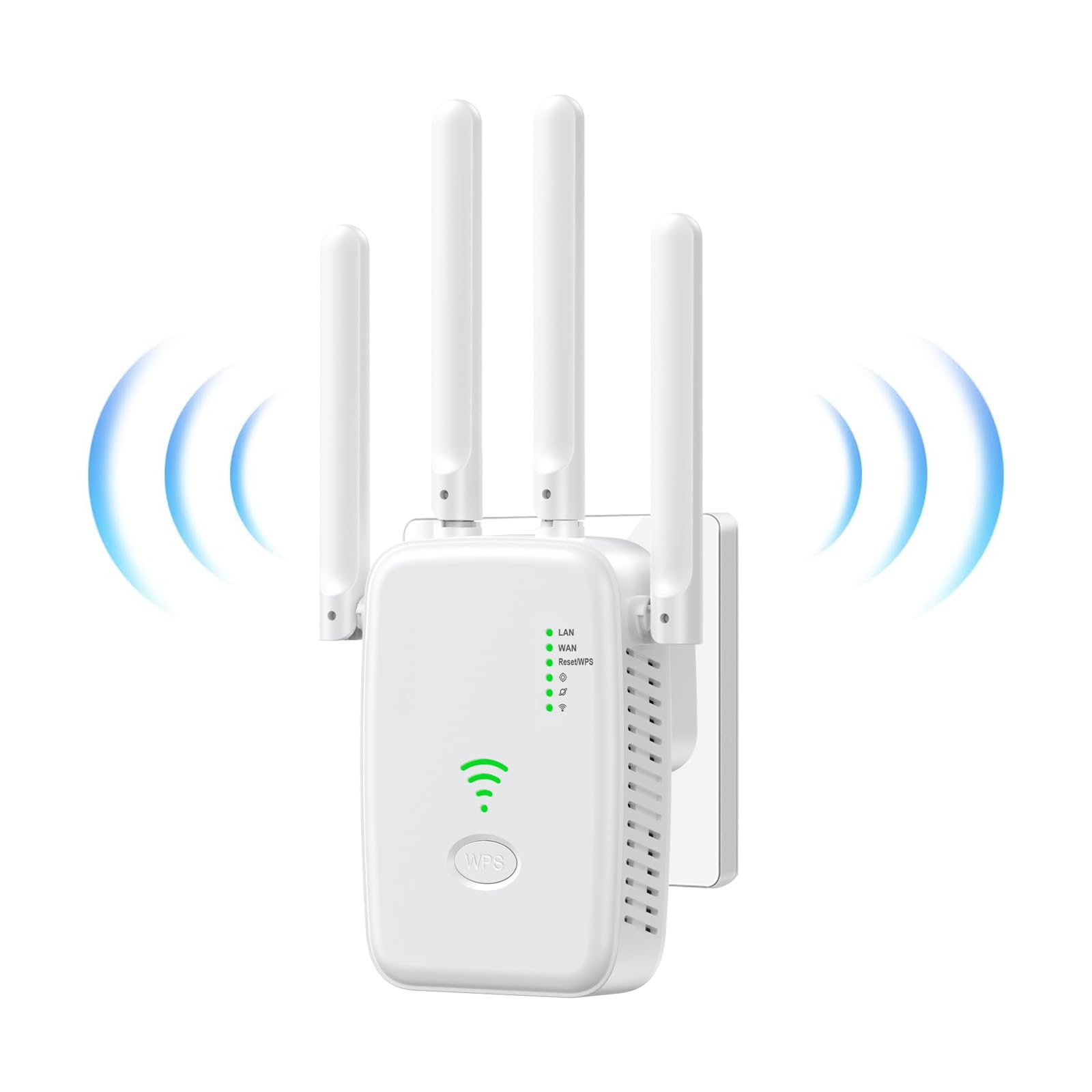 2025 Nuevo Repetidor WiFi, Amplificador Extensor WiFi con 2 Puertos ethernet, 4 Antenas, Modo Repetidor/Router/Ap, Extensor WiFi para Casa/Oficina, fácil instalación acción