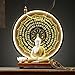 Houlu Yellow Buddha Statue and Circle LED Table Lamp, Ceramic Buddha Statue for Home DÃ©cor