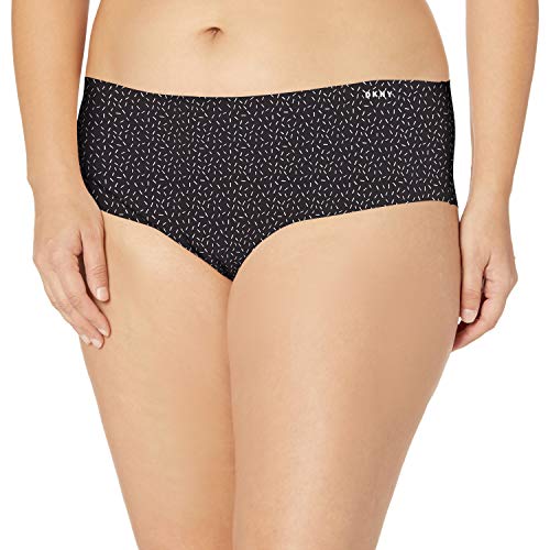 DKNY Women's Seamless Litewear Cut Anywhere Hipster Panty, Black Tic Toss Print, M DKNY Women's Seamless Litewear Cut Anywhere Hipster Panty, Black Tic Toss Print, M