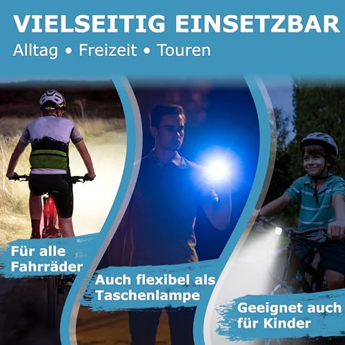 WIDDER Fahrradlicht Vorne & Hinten als Set [Sehr Hell 90 Lum LED] - Fahrrad Licht USB C Aufladbar - Fahrradlichterset Front & Rücklicht StVZO Zugelassen - Fahrradbeleuchtung Rennrad MTB Kinderfahrrad