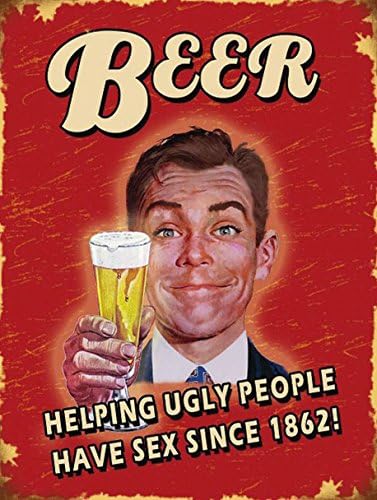 BEER HELPING UGLY PEOPLE SIGN PUB BAR MAN CAVE RETRO VINTAGE STYLE METAL TIN WALL PLAQUE SIGN NOVELTY GIFT