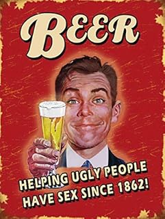 BEER HELPING UGLY PEOPLE SIGN PUB BAR MAN CAVE RETRO VINTAGE STYLE METAL TIN WALL PLAQUE SIGN NOVELTY GIFT