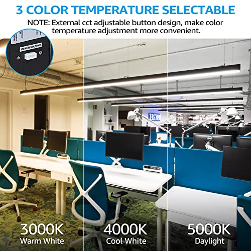 Leonlite 3Cct Led Linear Light Fixture 4Ft, 40W 4600Lm 0-10V Dimmable, Seamless Connection Suspended Light Led Shop Light, Etl Listed Office Ceiling Lighting, Matte Black Aluminum Housing, Pack Of 4 #TOP2