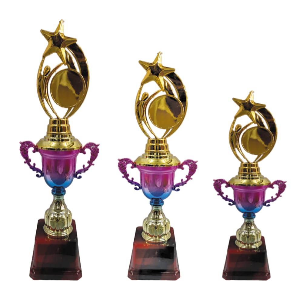 Premium Multicolour Trophy – Decorative Achievement Award Cup for Winners, Pack of 3 (Size-16inch/14inch/12inch)-picture-14