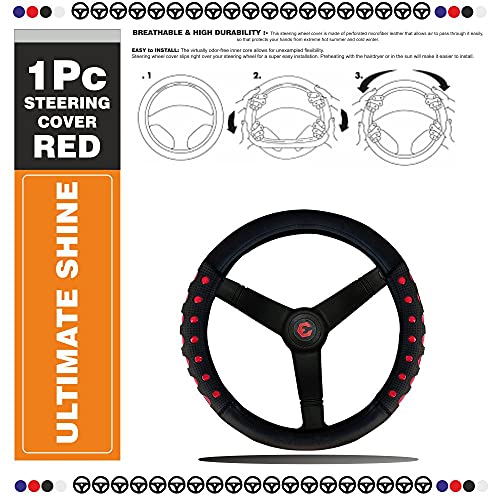 Image of Auto Pearl Ring Type Car Steering Wheel Cover, Ultimate Shine Black Red for Xcent 2018