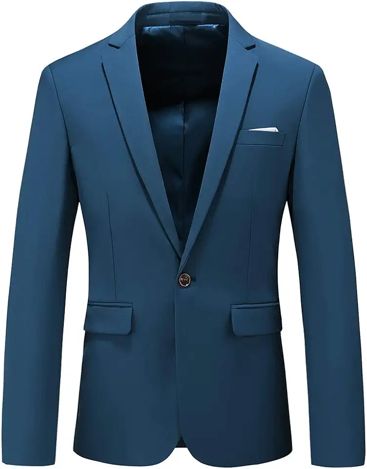 Blazer Masculino Slim Fit, Estilo Esportivo, com Um Botão E Lapela Entalhada, Tamanho 30 (Eua), Cor Azul-Marinho.