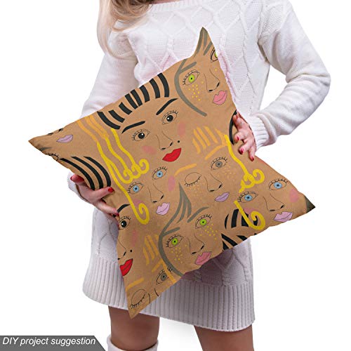 Surreal Vintage Women's Fabric by The Yard - Unique Colorful Faces with Big Eyes for Upholstery and Home Decor 6 Surreal Vintage Women's Fabric by The Yard - Unique Colorful Faces with Big Eyes for Upholstery and Home Decor - Image 5