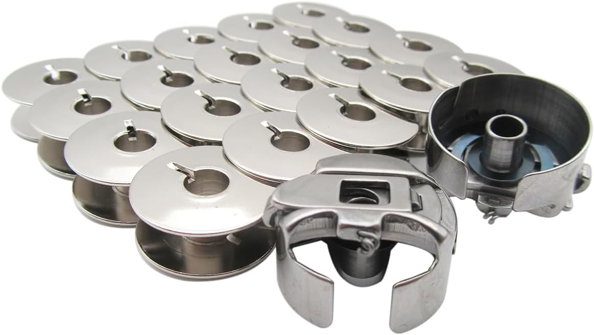 CKPSMS Brand -20PCS Metal Bobbins&2PCS Bobbin case Compatible with/Replacement for Brother Brand PR Embroidery PR650 PR650 PR1000 Singer Brand 20U (55623S 20PCS+BC-DBZ(3)-NBL6 2PCS)