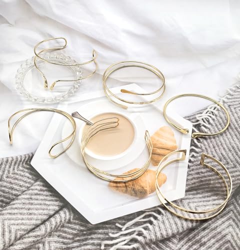 6Pcs Arm Cuff Bracelet for Women Gold Upper Bracelet Bangle Armband Set Jewelry Adjustable2