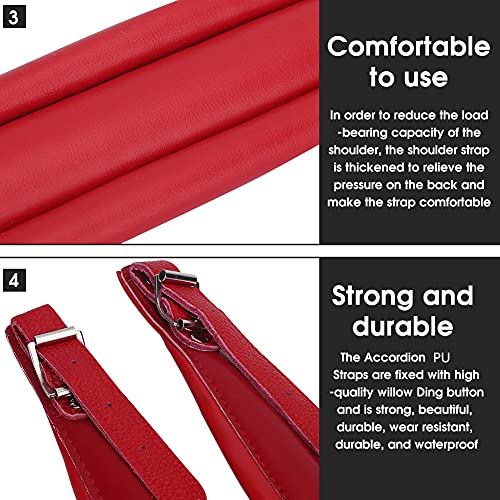 Vgeby Accordion Straps, Adjustable Accordion Pu Shoulder Straps Accordion Strap Set For 16-120 Bass (Red) #TOP3