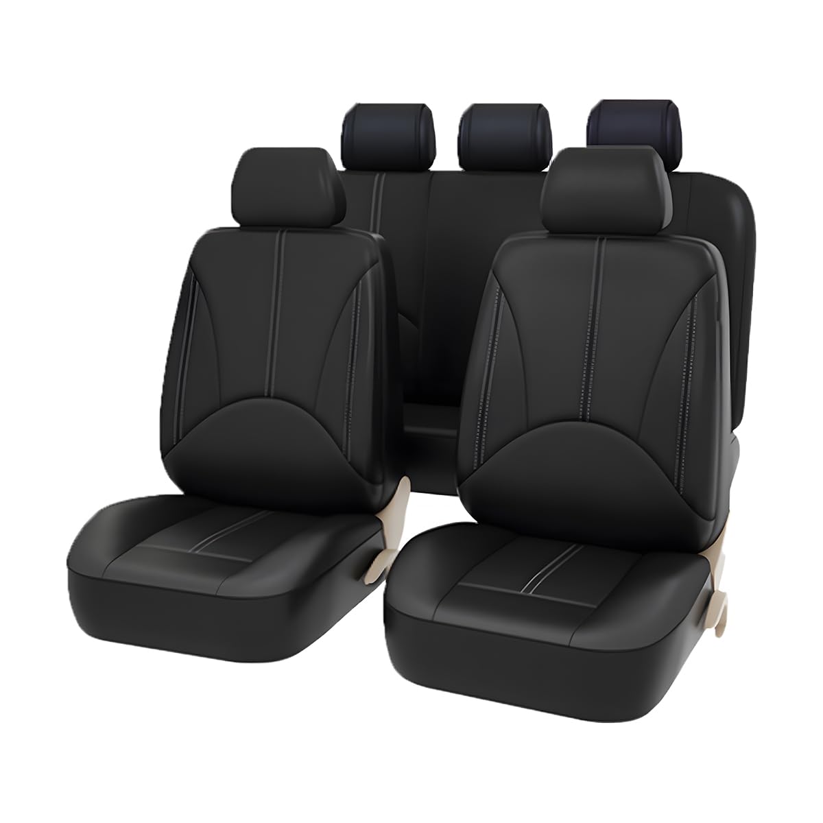 JNNJ 9 Pièces Housses de Siège Avant et Arrière, Ensemble complet de Voiture Imperméables Cuir, Housses De Siège De Voiture En Cuir Anti-Poussière Respirant Housses De Siège Ensemble Complet