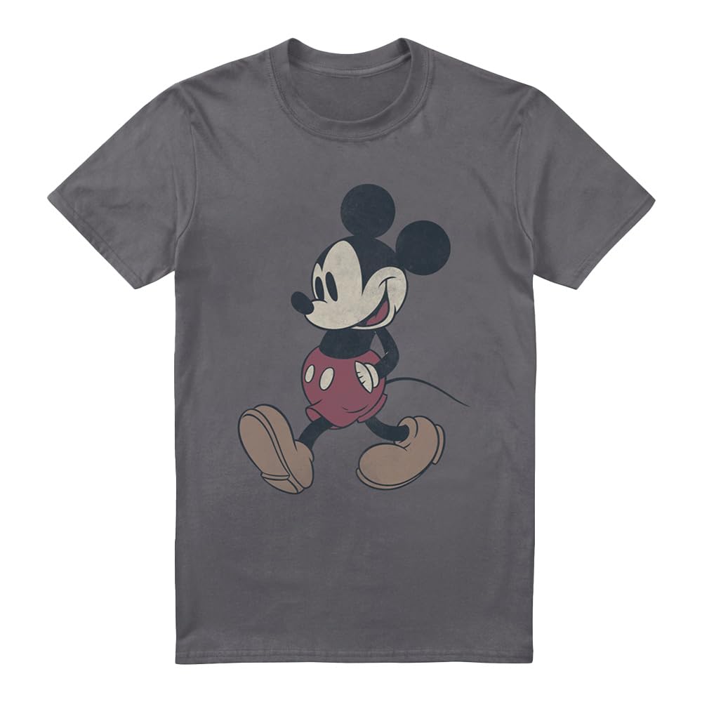 Disney Mickey & Friends Mickey Wander Unisex T Shirt, Charcoal, Medium