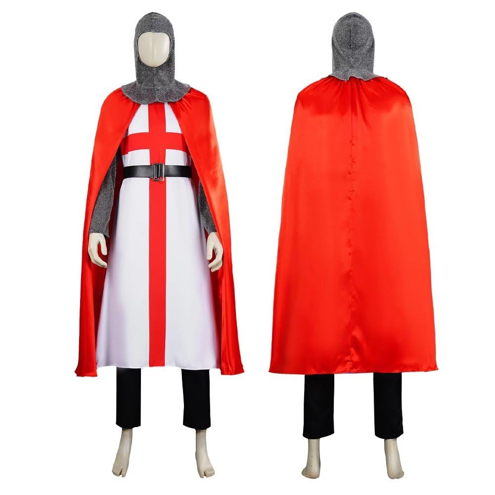 Kostium templariusza rycerza, średniowieczny strój krzyżowca, renesansowy strój na Halloween, cosplay dla dorosłych