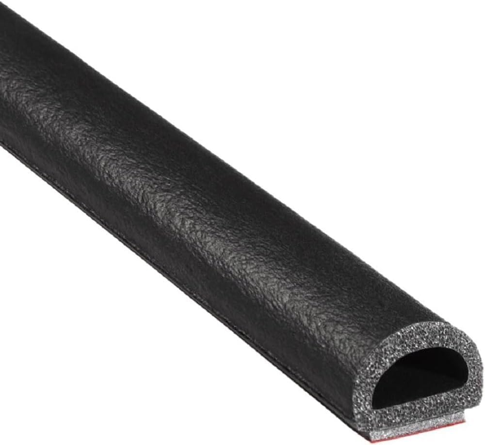 TRIM-LOK D-Shaped Rubber Seal with High Tack Tape, 0.5-Inch Height, 0.5-Inch Width, 100-Foot Length, EPDM Foam Weather Stripping for Door Frame, Window Insulation, Cars, Trucks, RVs, and Boats
