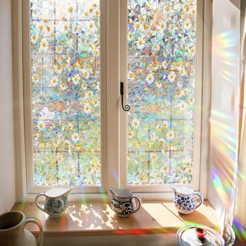 Vinilo decorativo 2 piezas con diseño arcoíris 3D para ventana miniatura 7